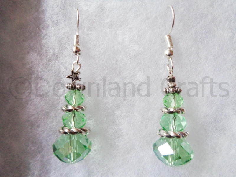 Green Crystal Tree Earrings - Downland Crafts Handmade