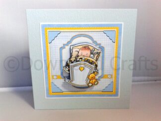 5" Square Baby Boy in Crib Card
