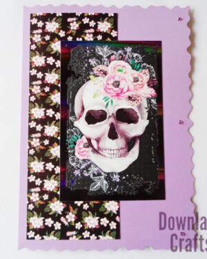 A5 Lilac Floral Skull Card