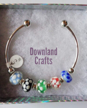 White Dot Bead Paula Cuff Bracelet