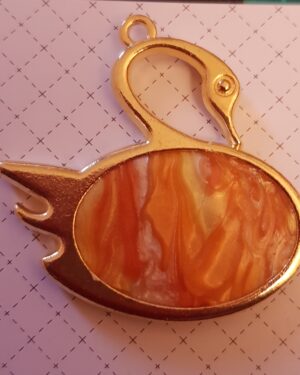Orange Marbled Swan Pendant