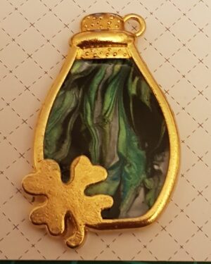 Green Marbled Lucky Pot Pendant
