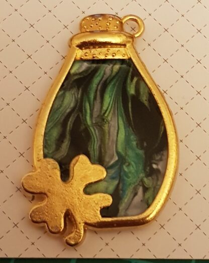 Green Marbled Lucky Pot Pendant