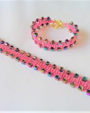Crystal Cube Bracelet - Pink
