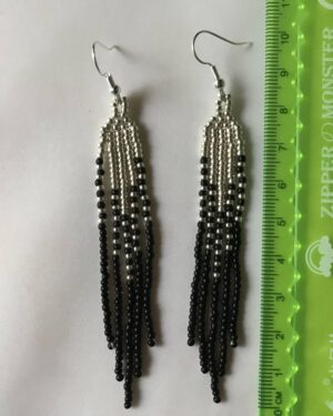 Fringe Earrings Black Silver