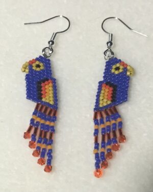 Parrot Fringe Earrings Blue