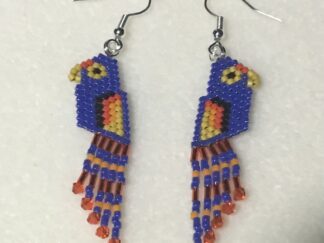 Parrot Fringe Earrings Blue