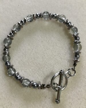 Crackle Bead Bracelet Grey