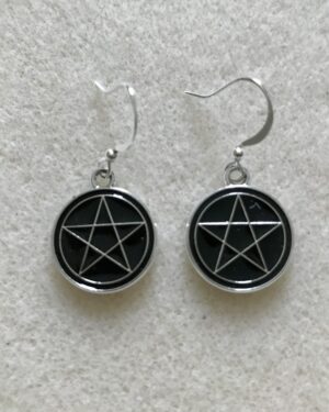 Pentagram Charm Earrings Black