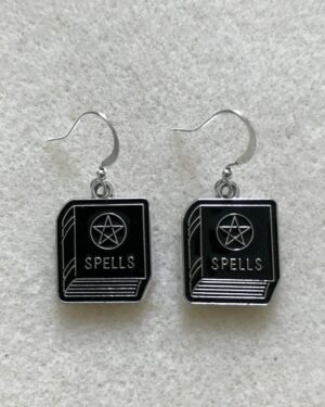 Spells Book Earrings Black